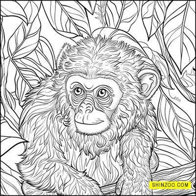 Baby Chimpanzee in the Jungle Coloring Page