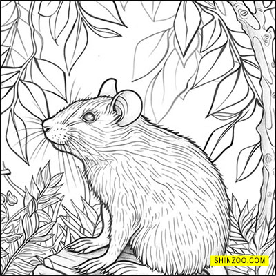 Mouse in the Jungle: A Wilderness Exploration Coloring Page
