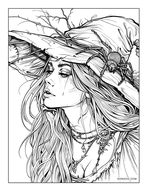 Spider Witch Coloring Page