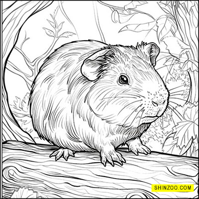 Guinea Pig’s Forest Haven: A Furry Friend Coloring Adventure