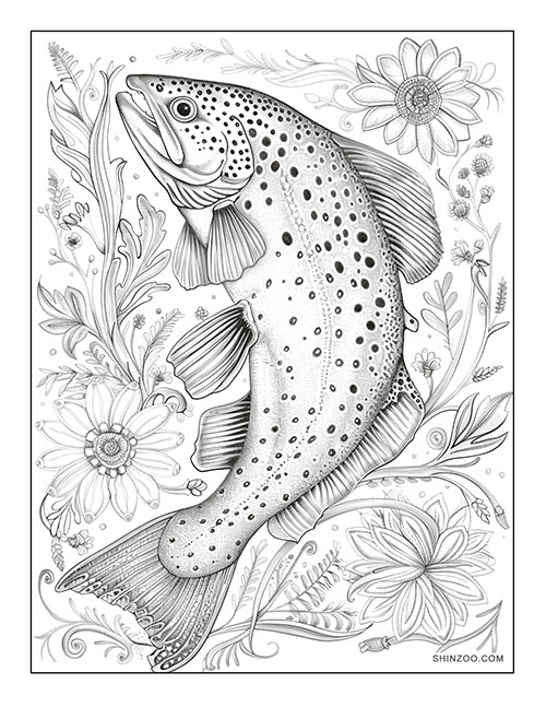Trout Grayscale Coloring