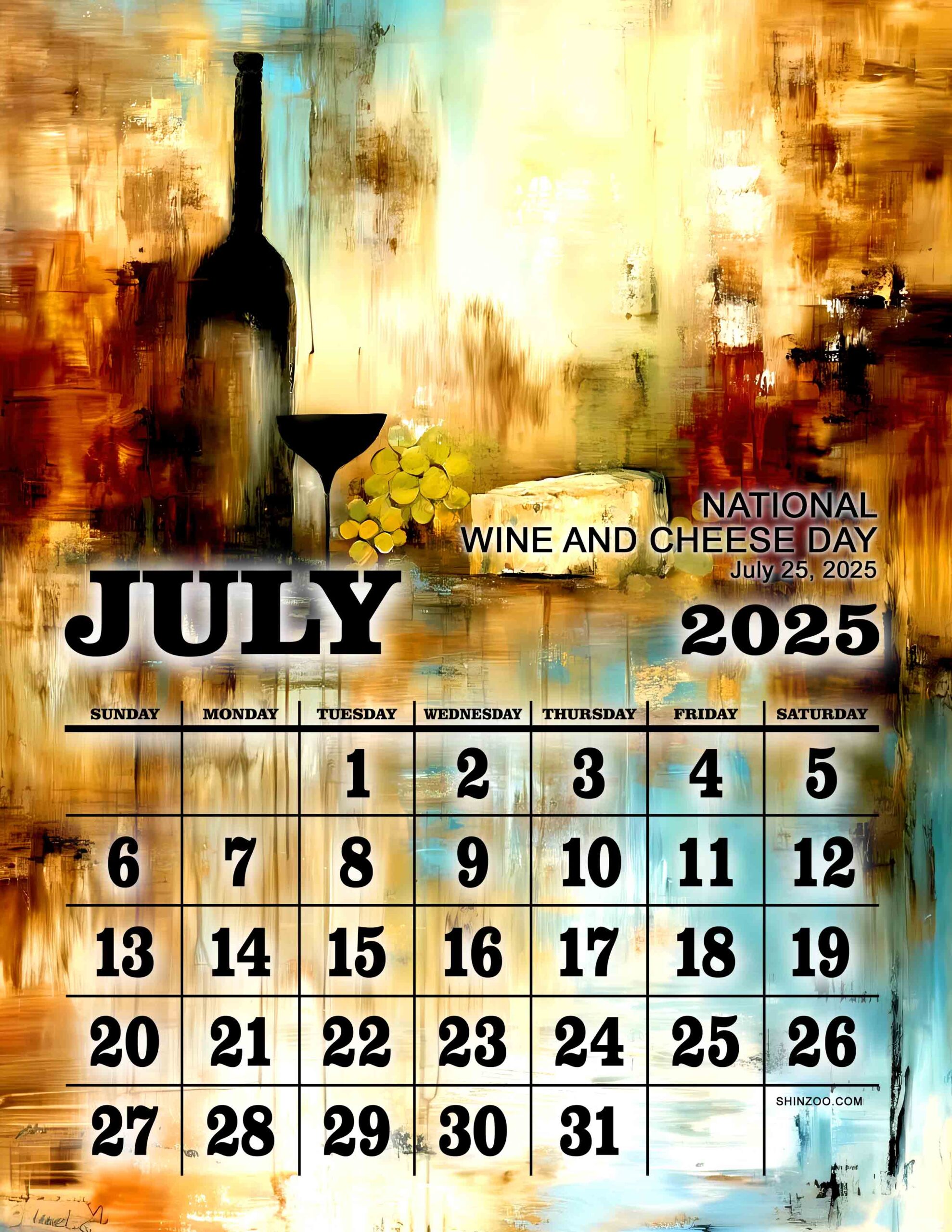 National Wine and Cheese Day 2025 July Calendar Foodie Culinary Calendar