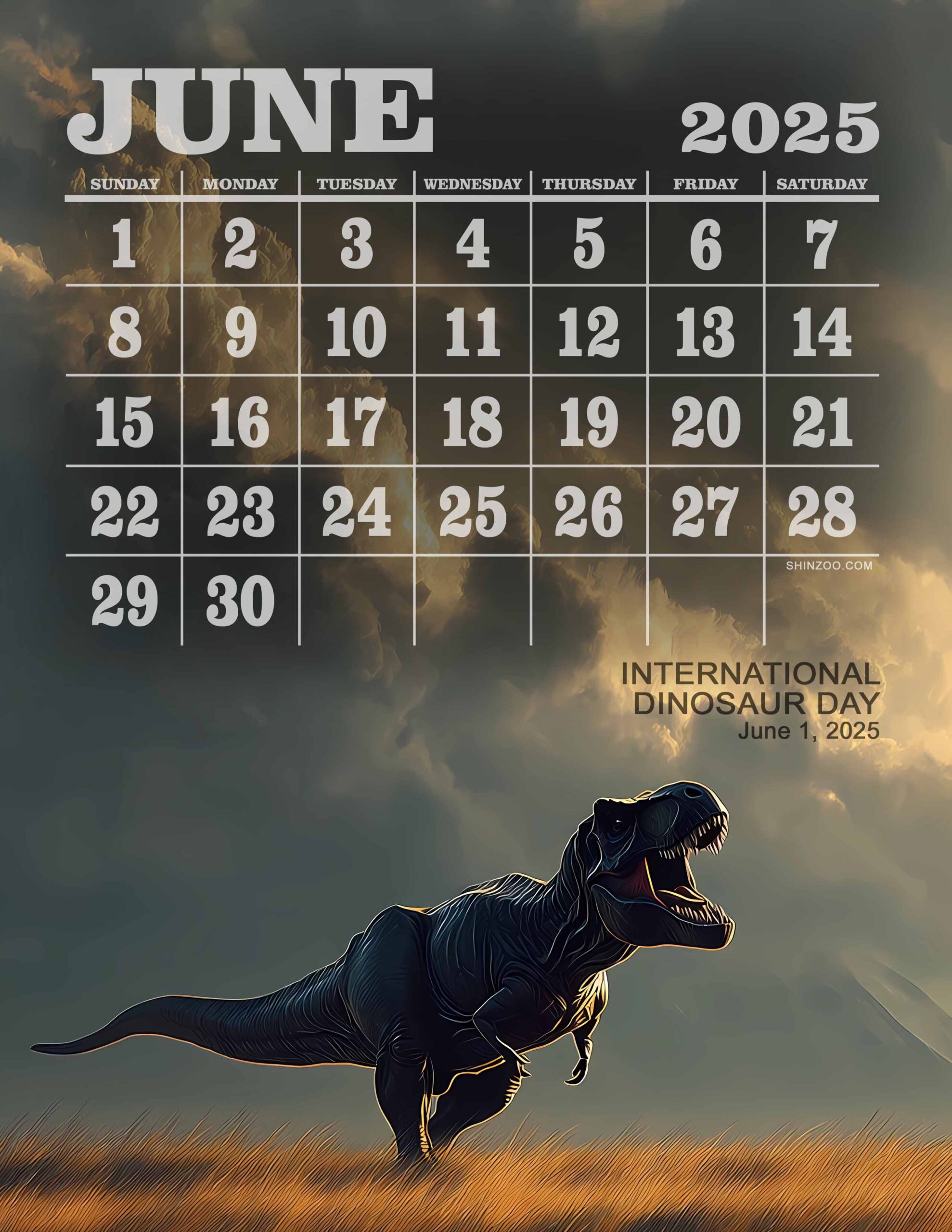 International Dinosaur Day 2025 May Calendar World Paleontology T-Rex Calendar