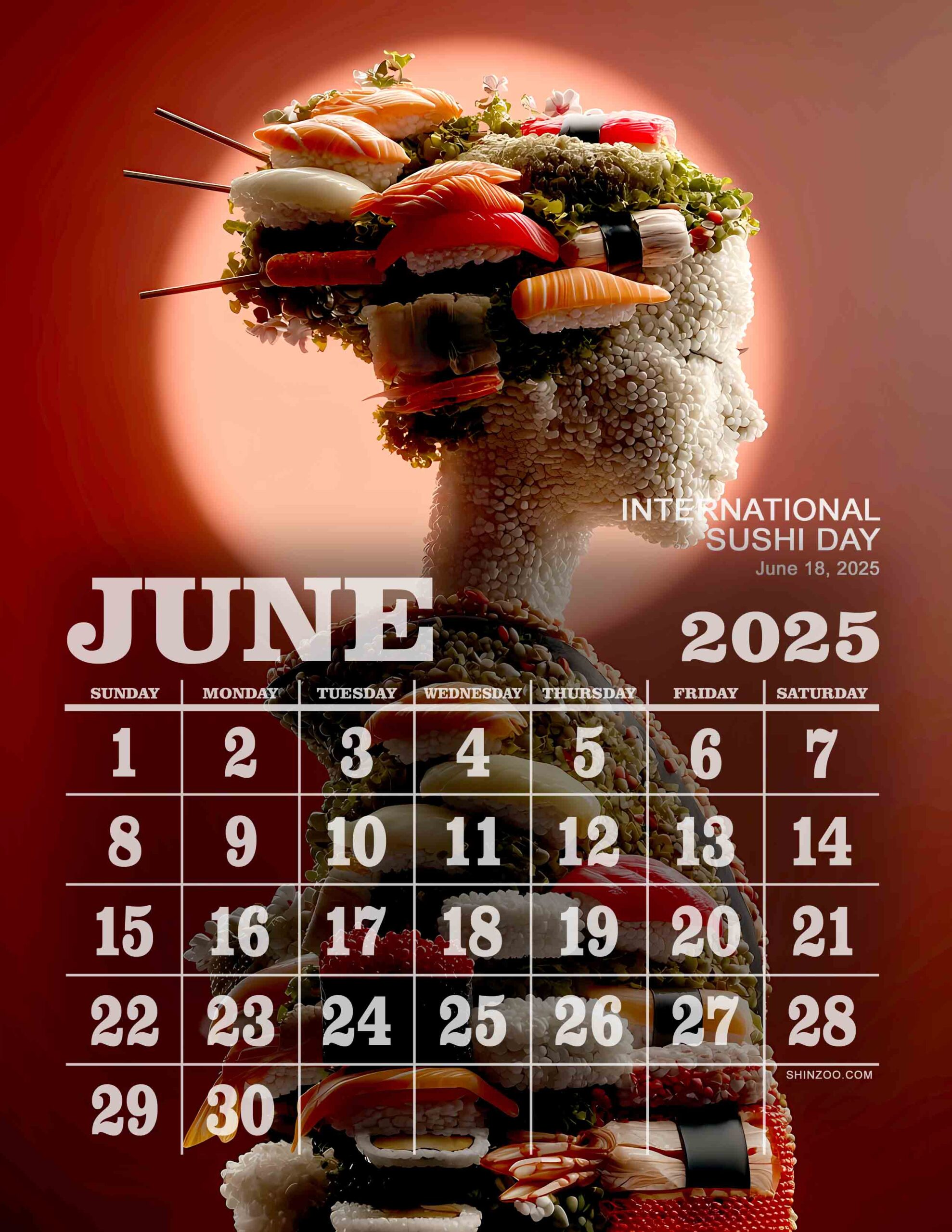 International Sushi Day 2025 June Calendar Sushi Lover Food Holiday Calendar