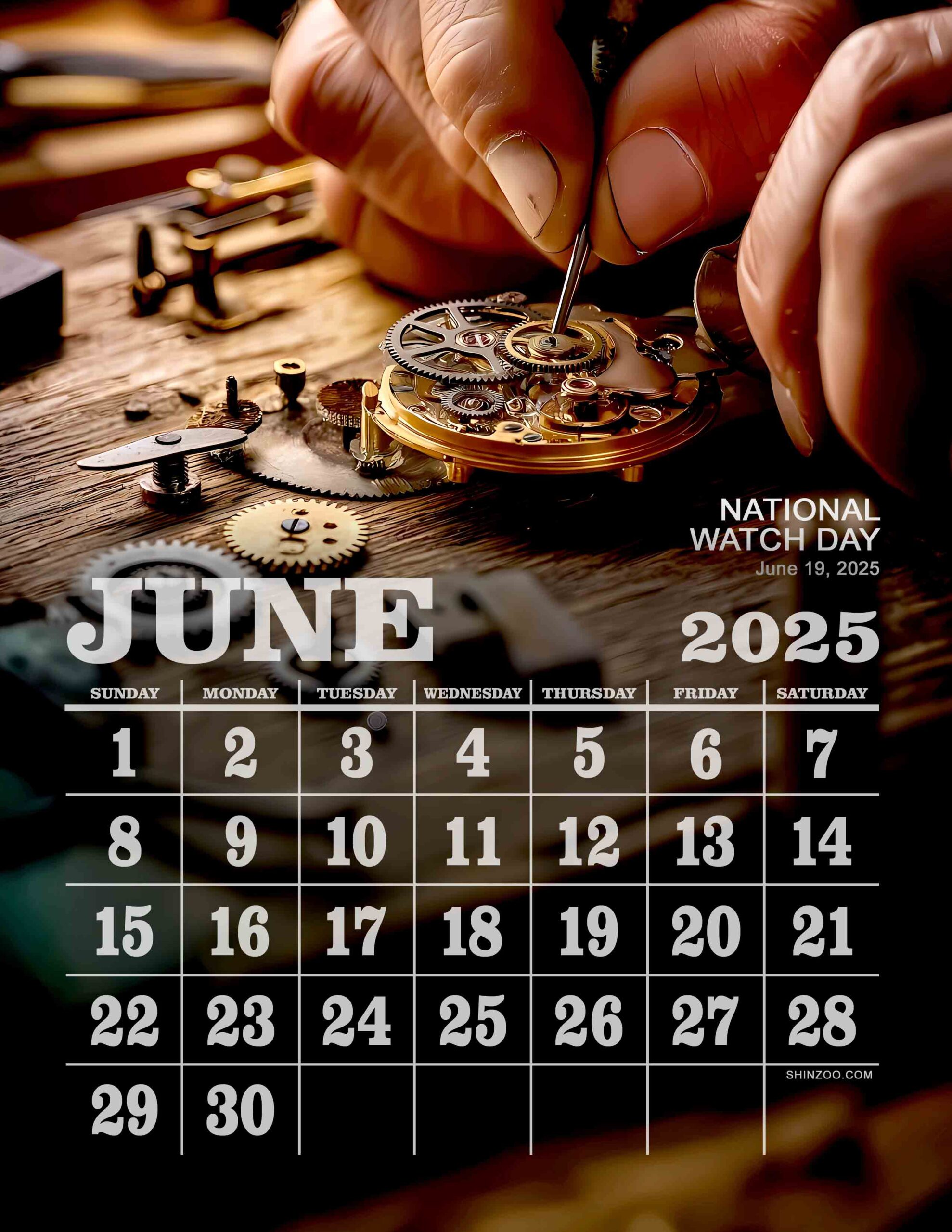 National Watch Day 2025 June Calendar Watchmaker Engineering Horology Calendar
