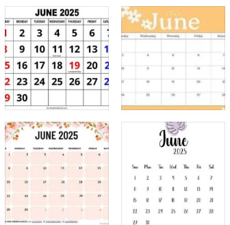 2025 Calendar for June