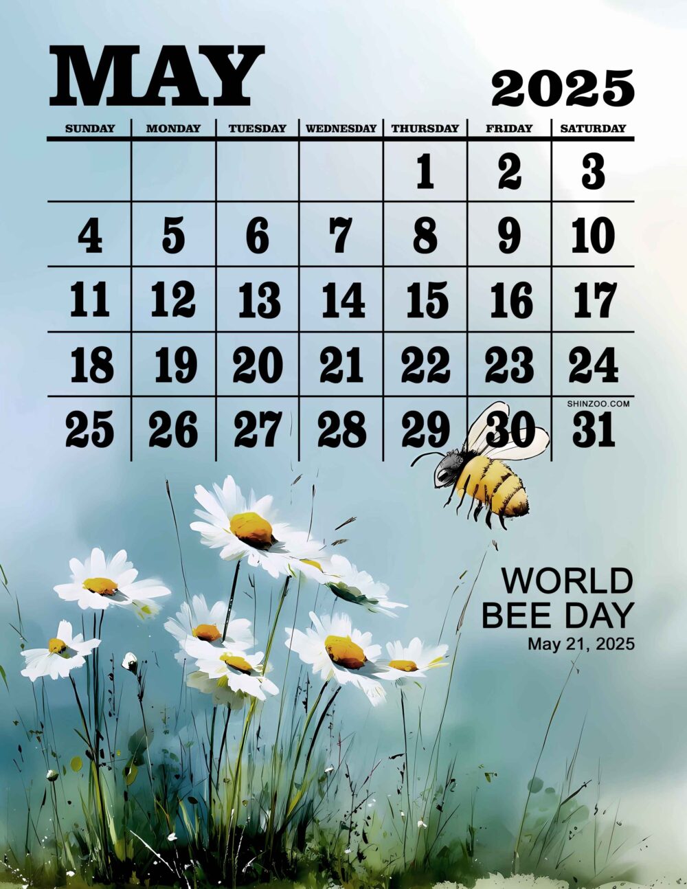 World Bee Day 2025 May Calendar Save the Bees