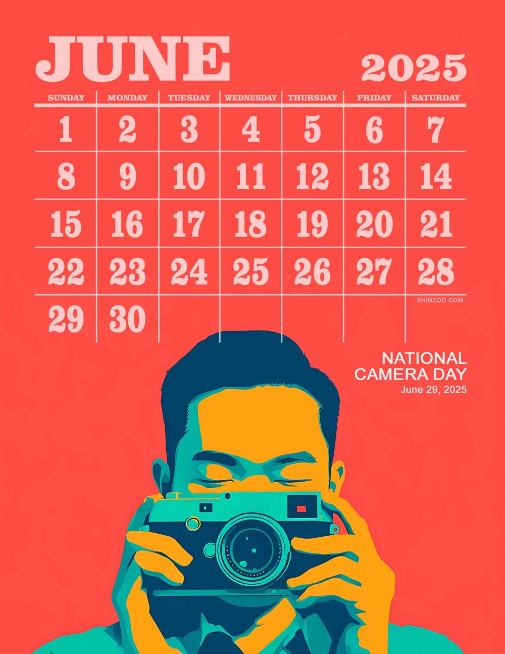 National Camera Day 2025 June Calendar Vintage Camera