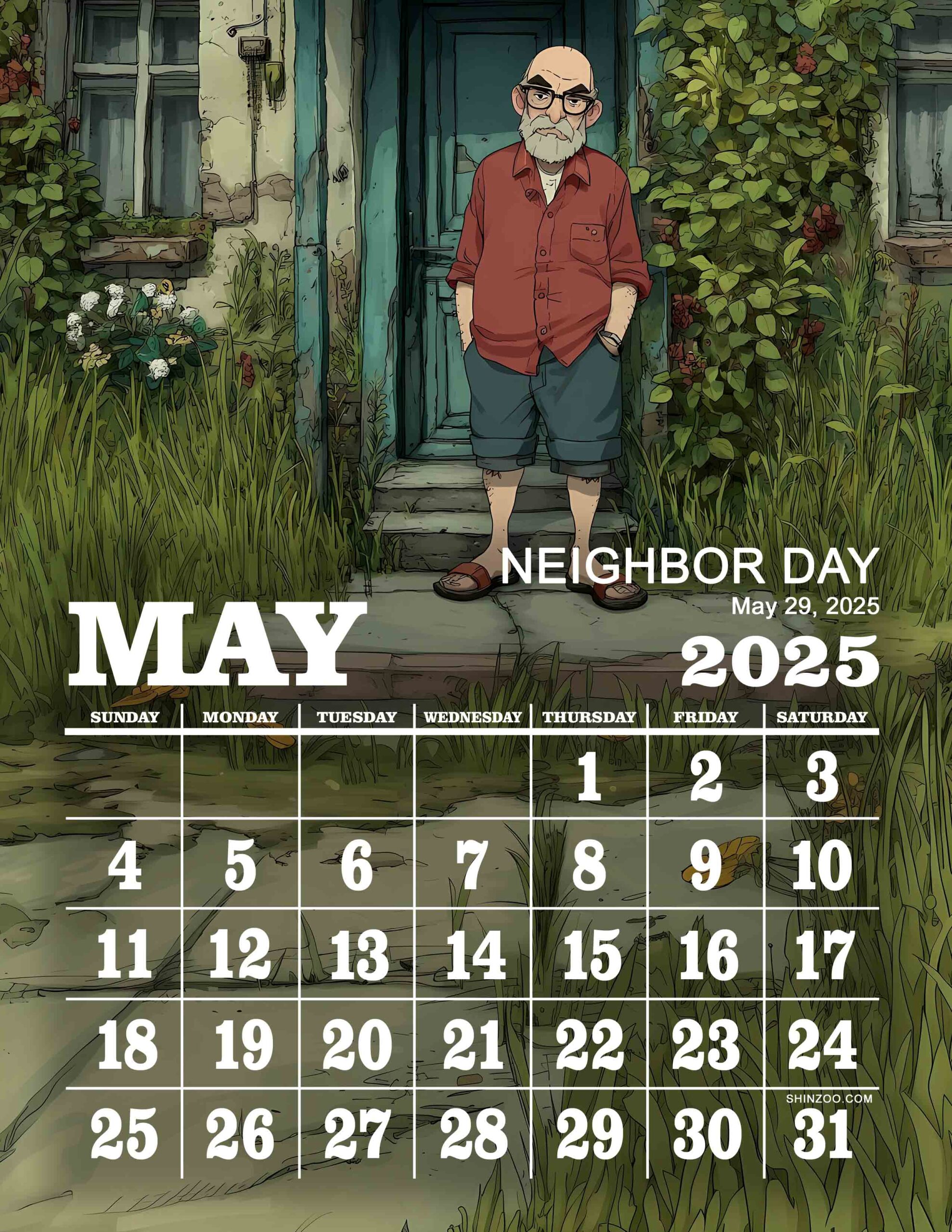 Neighbor Day 2025 May Calendar Community Neighborhood Themed Calendar