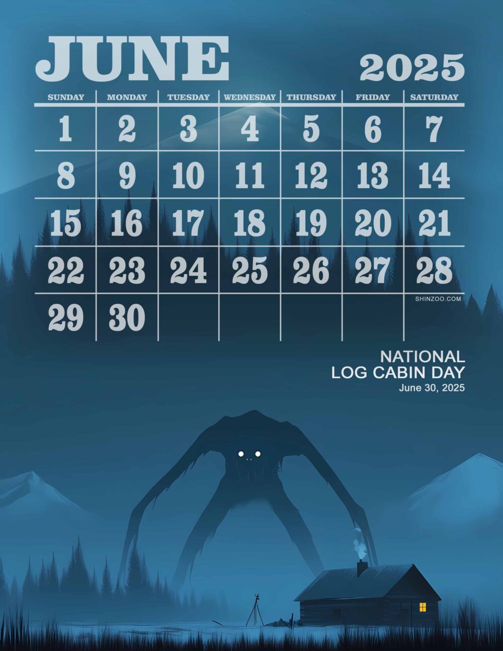 National Log Cabin Day 2025 June Calendar Eerie Dark Fantasy