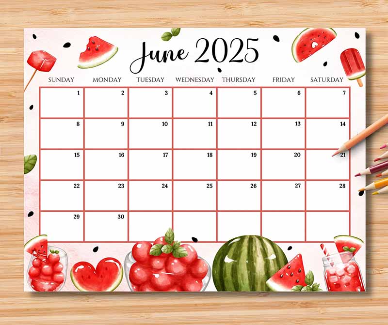 Calendar for June 2025 01