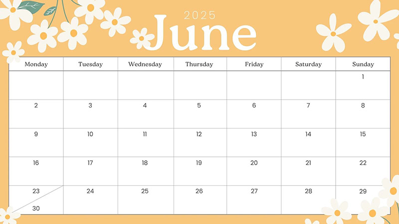 Calendar for June 2025 03