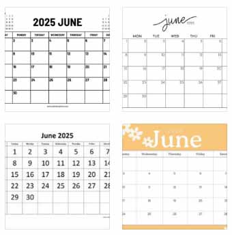 Calendar for June 2025