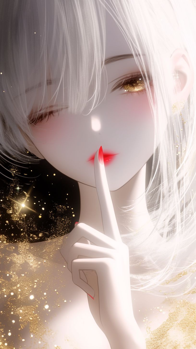 Woman Winking Gesture of Silence Secrecy Girl Portrait Illustration