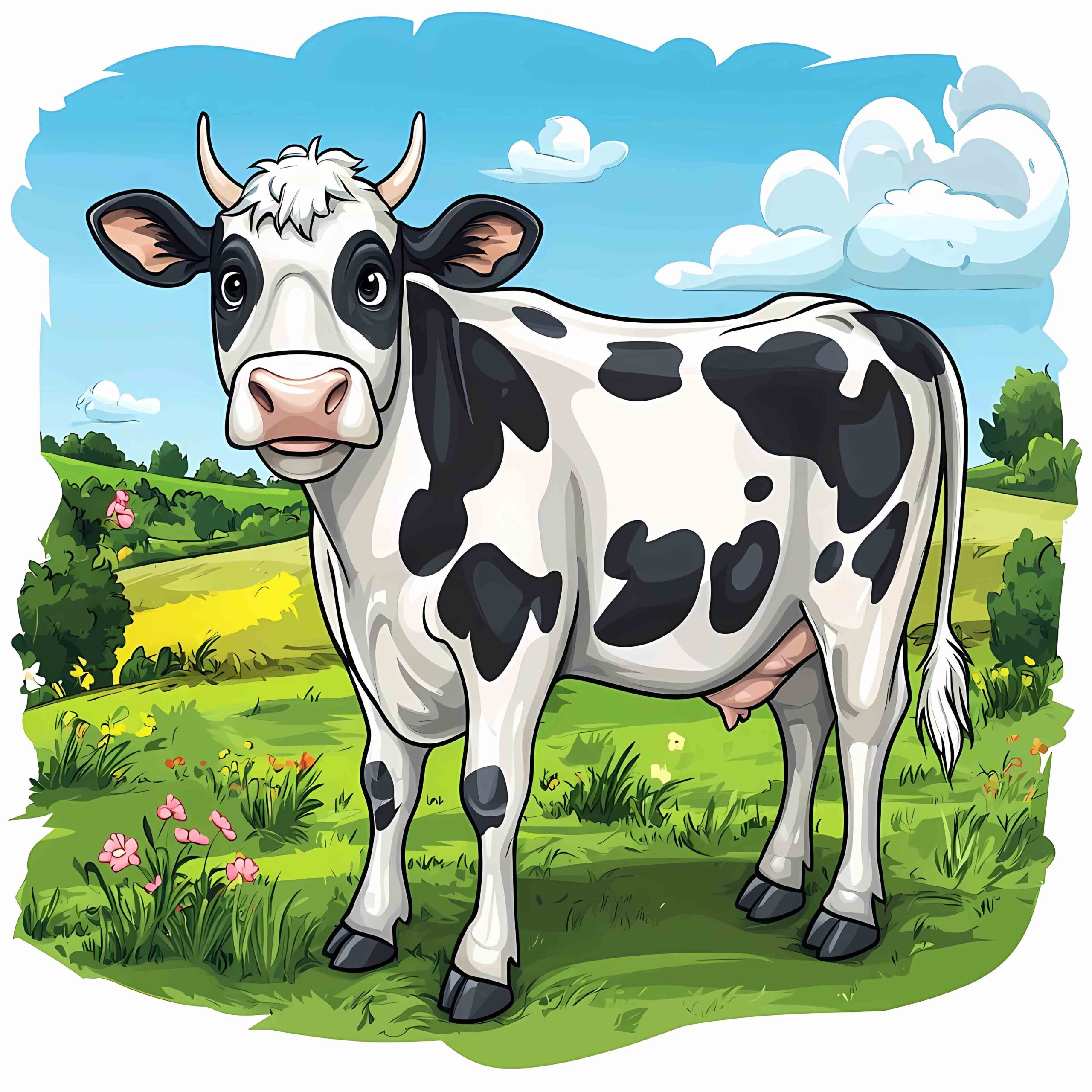 Holstein Cow Illustration Farm Animal Livestock Cow Drawing Clipart