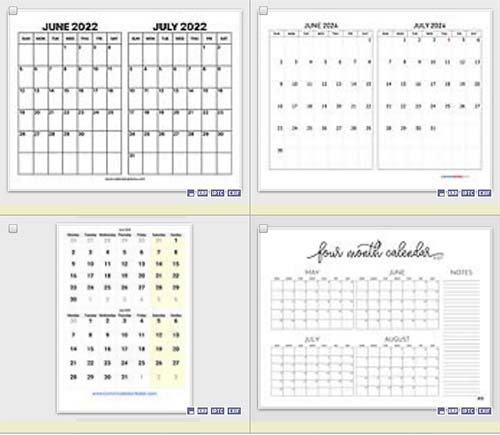 June July Calendar