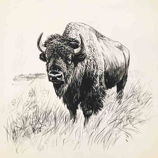 how to draw a bison