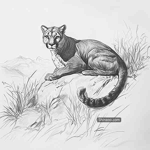 Cougar Drawing Ideas, How to Draw Cougar, Sketch Illustration Art, Realistic Cougar Picture