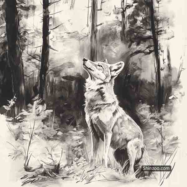 Coyote Drawing Ideas, How to Draw Coyote, Sketch Illustration Art, Realistic Coyote Picture