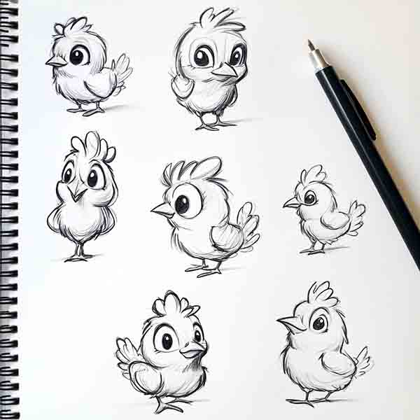 Cute Chicken Drawing 01