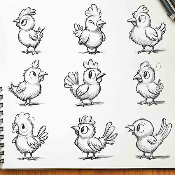 Cute Chicken Drawing 02