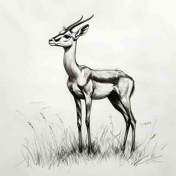 How to Draw a Gazelle, Realistic Gazelle Drawing Sketch Illustration Art Ideas