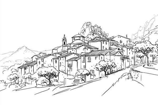 How to draw a spanish village
