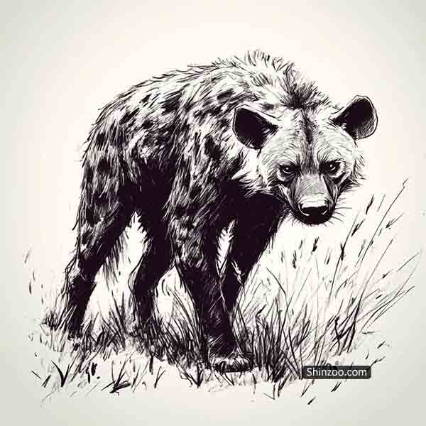 Hyena Drawing Ideas, How to Draw Hyena, Sketch Illustration Art, Realistic Hyena Picture Image