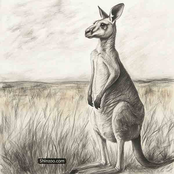 Kangaroo Drawing Ideas, Realistic Kangaroo Wildlife Sketch Illustration Art, How to Draw Kangaroo