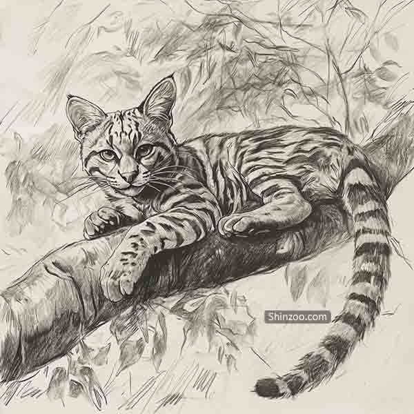 Ocelot Drawing Ideas, How to Draw Ocelot, Realistic Sketch Illustration Art, Ocelot Picture