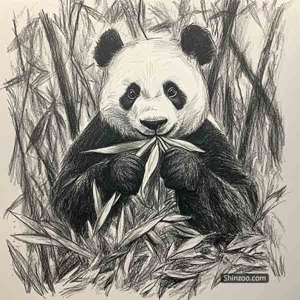 Panda Drawing Ideas, Realistic Giant Panda Bear Sketch Illustration Wildlife Art, How to Draw Panda