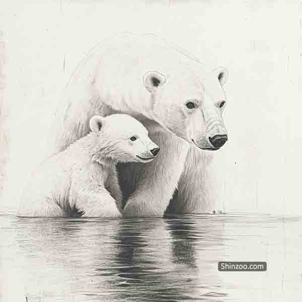 Polar Bear Drawing Ideas, Realistic Bear Sketch Illustration Wildlife Art, How to Draw Polar Bear