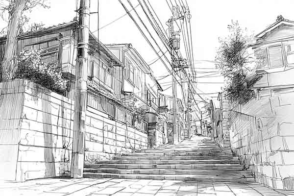 japanese street drawing