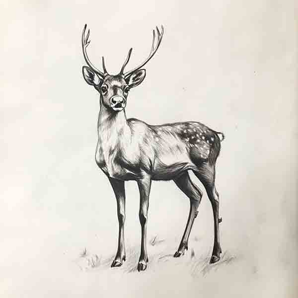 Reindeer Drawing, How to Draw a Reindeer, Realistic Reindeer Sketch Illustration Art