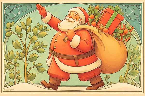 art nouveau santa drawing