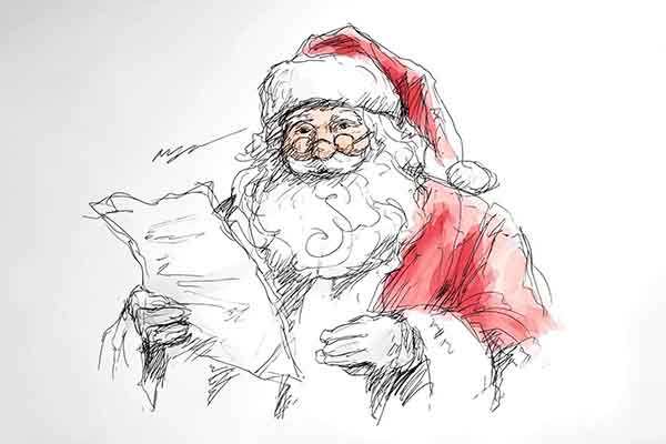 santa checking list drawing