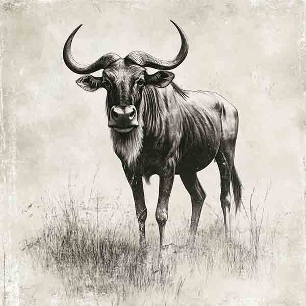 How to Draw a Wildebeest, Realistic Wildebeest Drawing Sketch Illustration Art Ideas