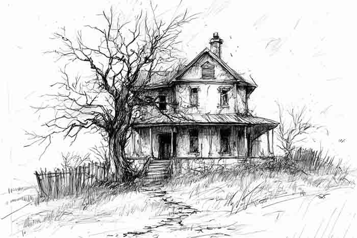 Frightening house on the hill artwork