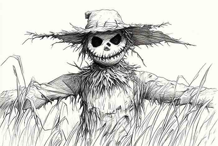 Creepy Halloween scarecrow illustration