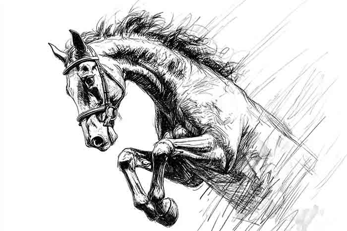 Detailed illustration of a horse leaping