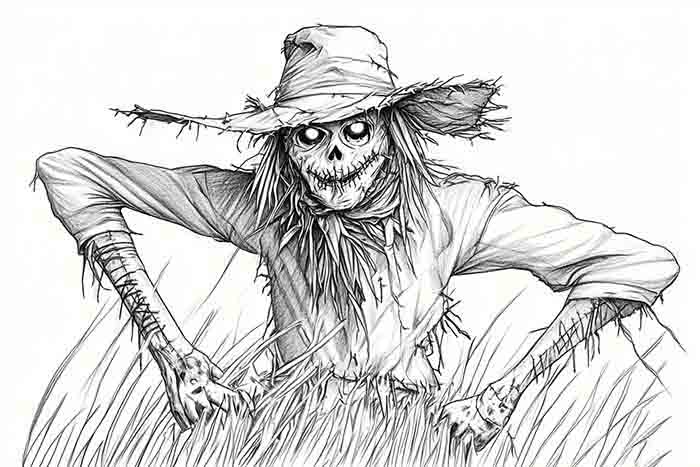 Horror scarecrow realistic illustration