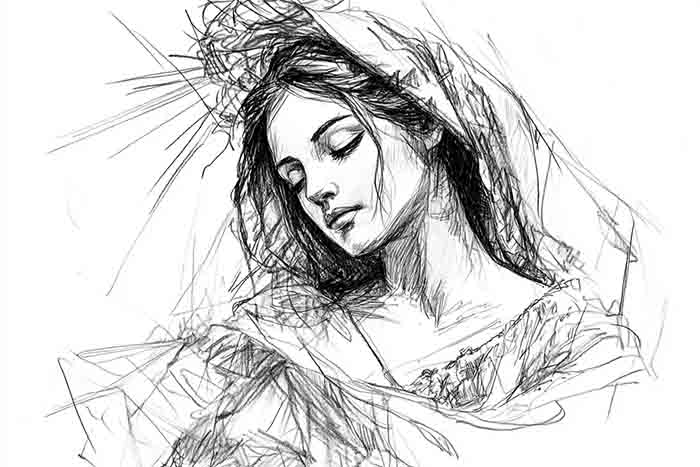 Realistic portrait of Holy Mother Mary