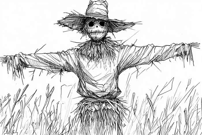 Scary scarecrow sketch for Halloween