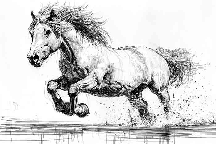 Galloping horse leap artwork