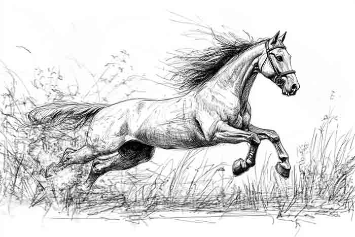 Dynamic horse leap drawing