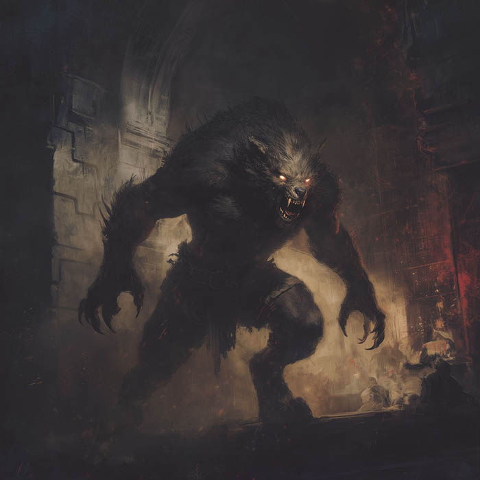 Muscular giant werewolf