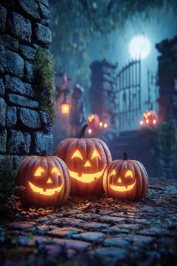 Spooky Carved Pumpkins Jack-o-lantern Creepy Glowing Faces Images for Halloween