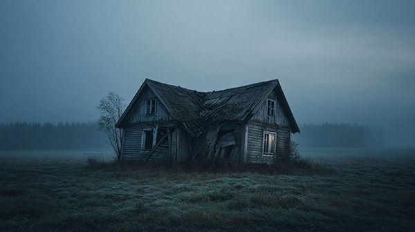 Creepy cottage Halloween background 04