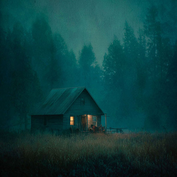 Creepy cottage Halloween background 05