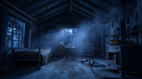 Creepy cottage Halloween background 07